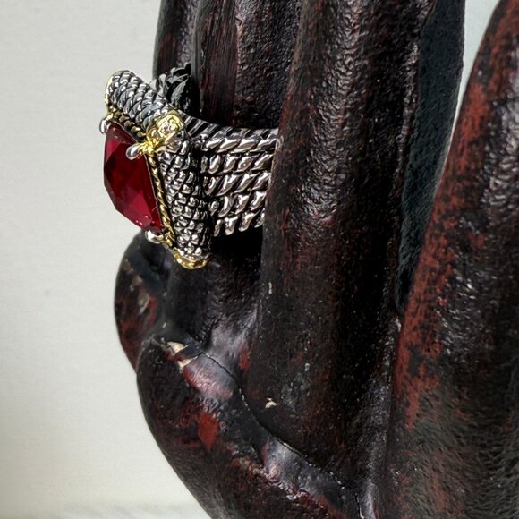 Vintage 2004 Retired Premier Designs Purple Glass Two-Tone Ring Size 8 - Picture 6 of 7